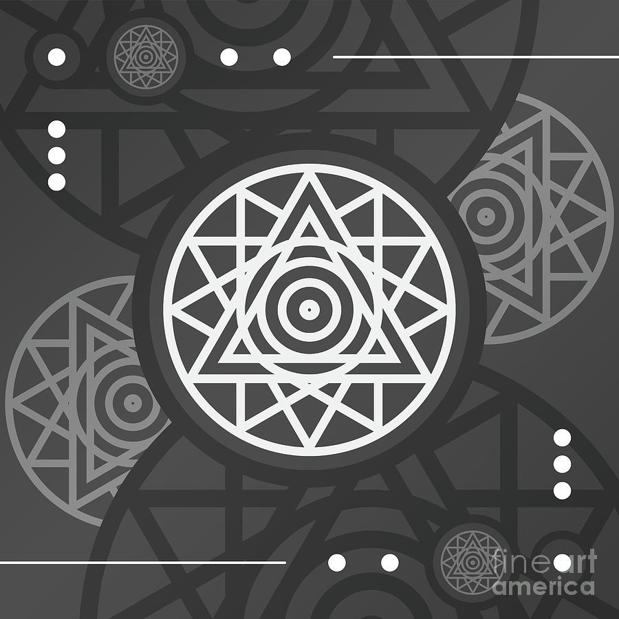 Dark Steely Geometric Glyph Art in Black Gray and White n.0310 Mixed ...