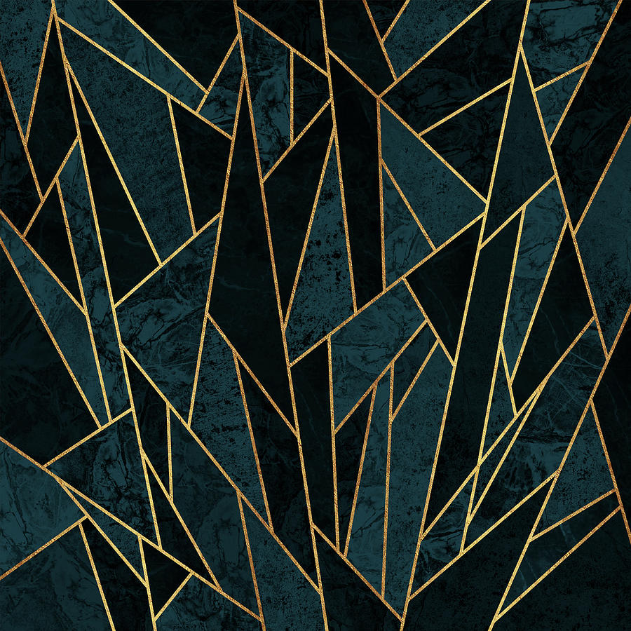 Dark Teal Shattered Mosaic Pattern Digital Art by Ambience Art - Fine ...