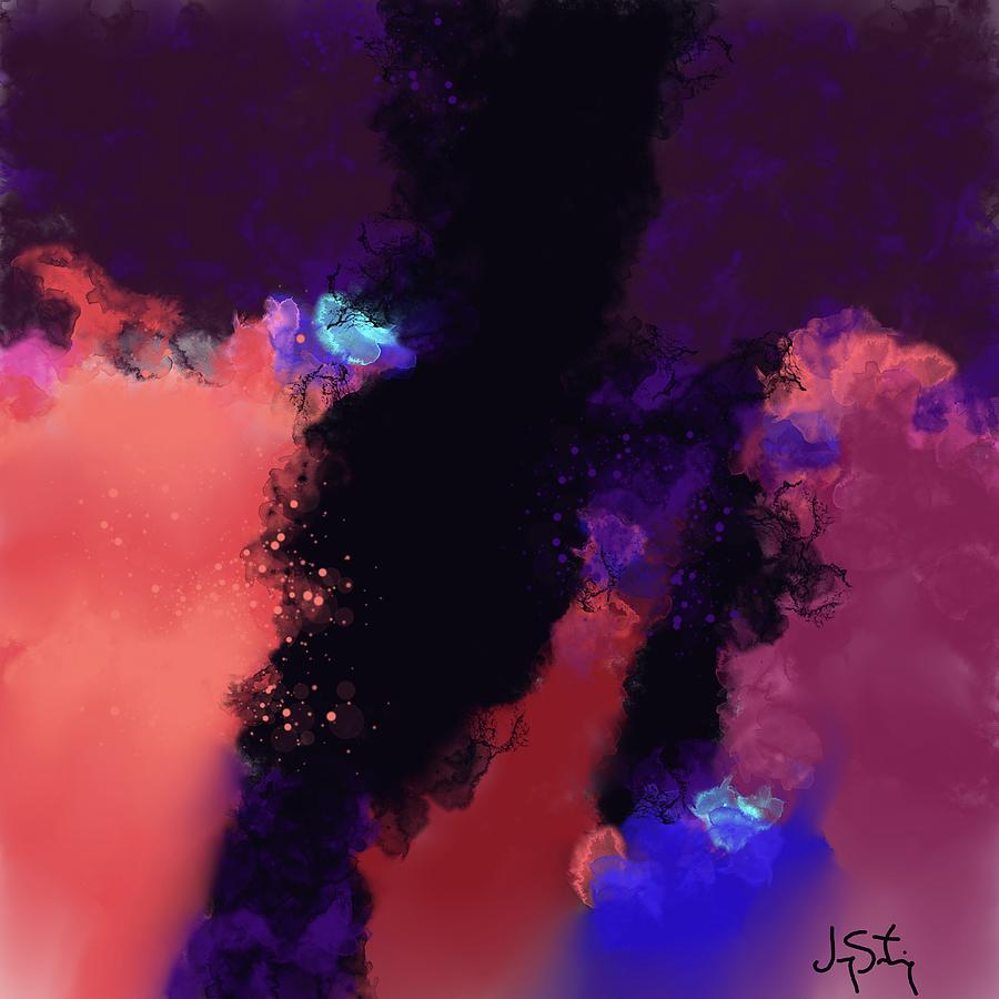 Dark Temptation - Eggplant Violet Blue Coral Red Abstract Digital Art ...