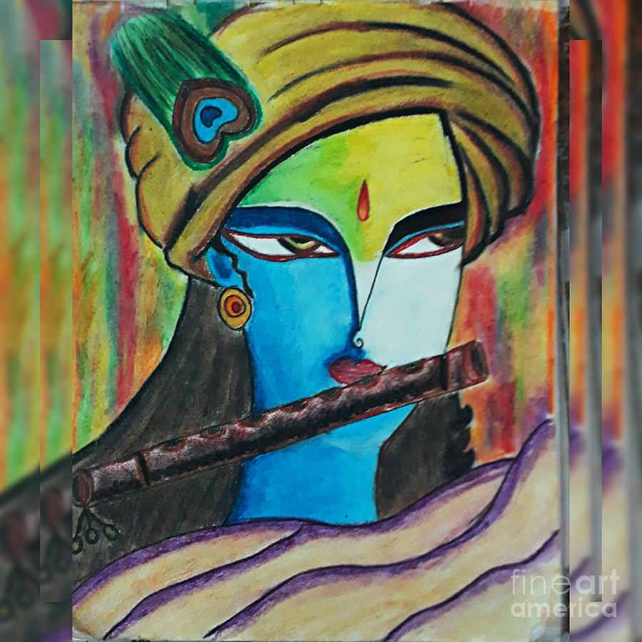 Dark Themed Krishna Pastel By Diya Khandelwal - Fine Art America