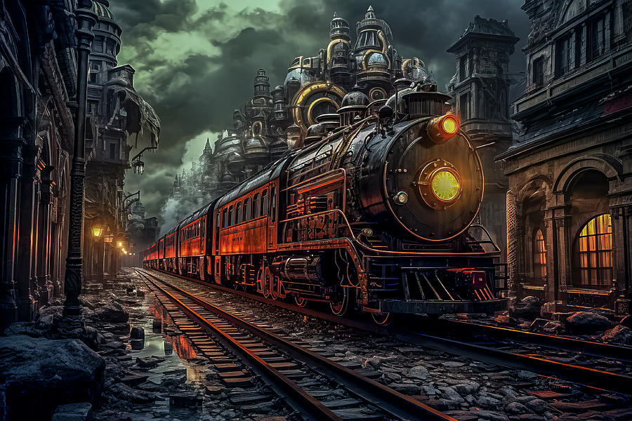 Dark Train Digital Art by Bill Posner