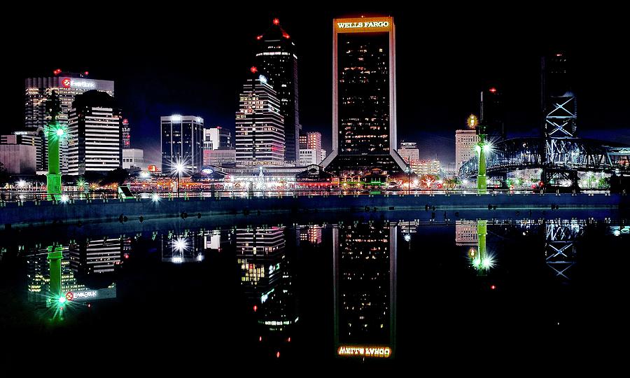 Darkest Jacksonville Night Reflection Photograph