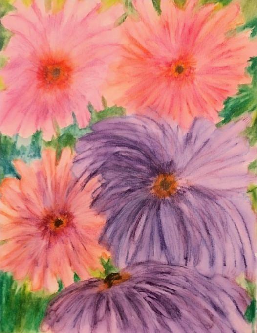 Darling Dahlias Painting by Stacey Torres