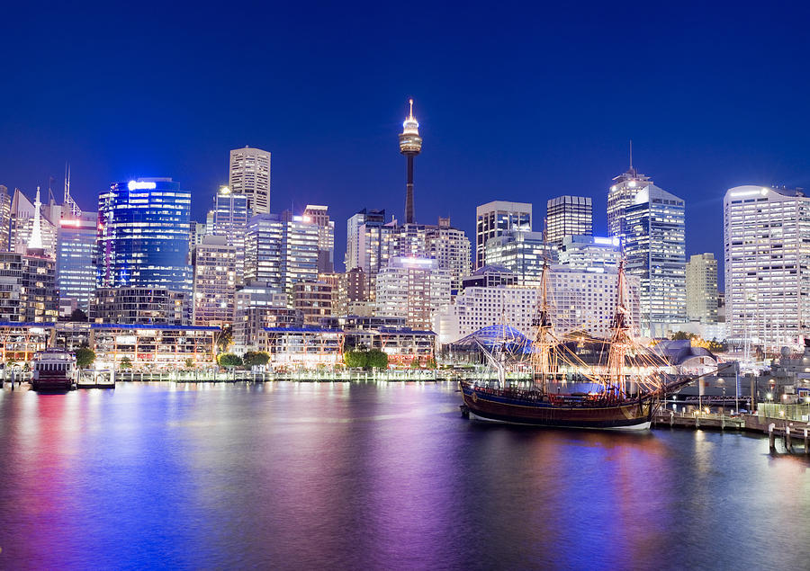 Darling Harbour City Skyline in Sydney Australia Photograph by Deejpilot