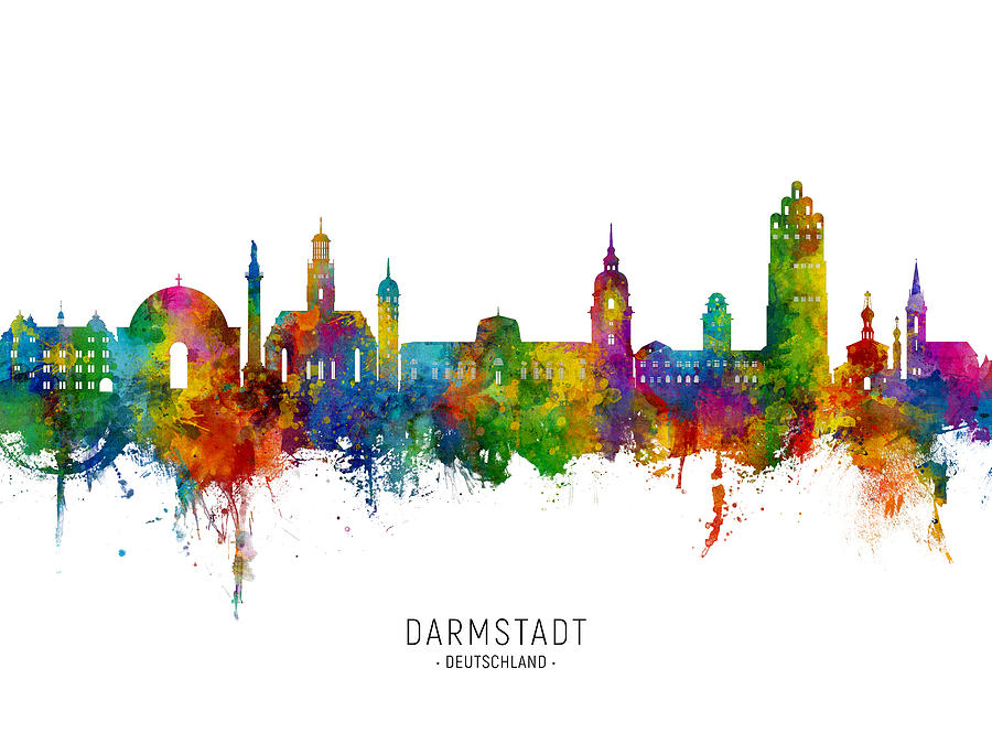 Darmstadt Germany Skyline #17 Digital Art by Michael Tompsett