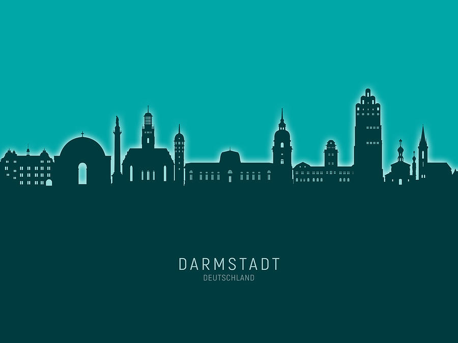 Darmstadt Germany Skyline #32 Digital Art by Michael Tompsett - Pixels