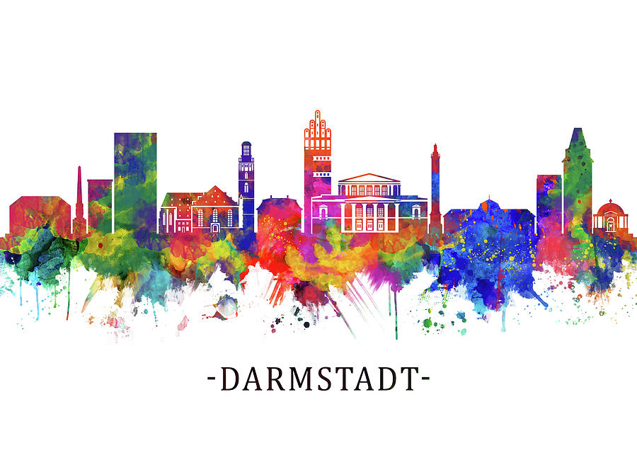 Darmstadt Germany Skyline Mixed Media