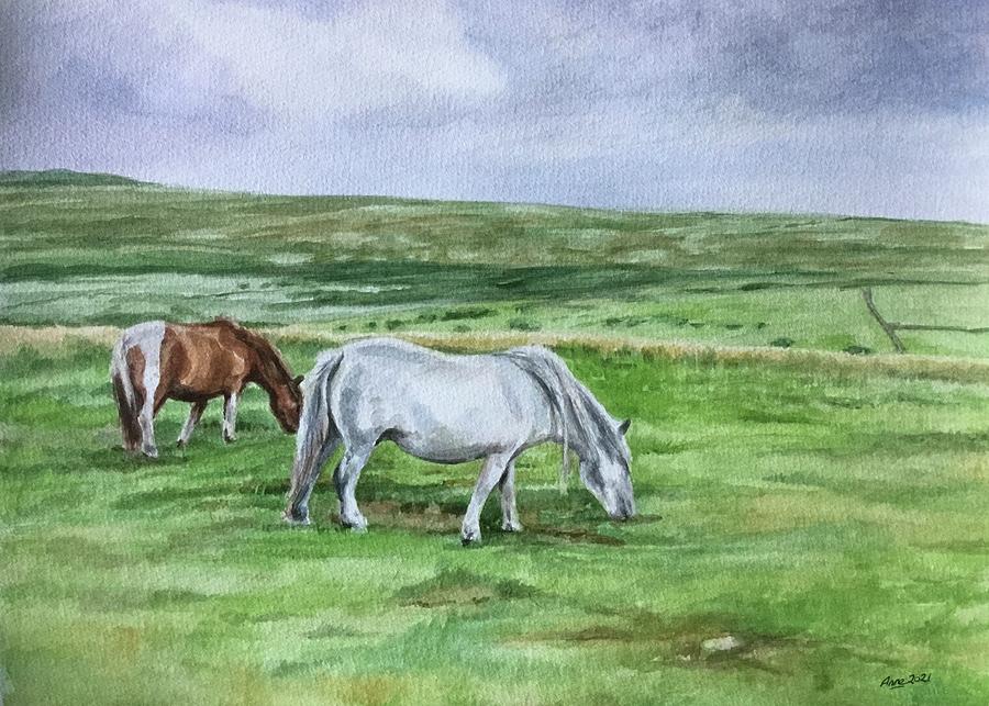 Dartmoor Ponies Painting by Anne Park Dartmoor Ponies Painting by Anne Park