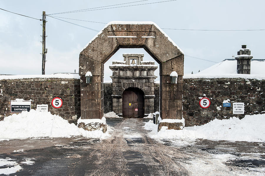 Dartmoor Prison Gate in the Snow Photograph by Helen Jackson