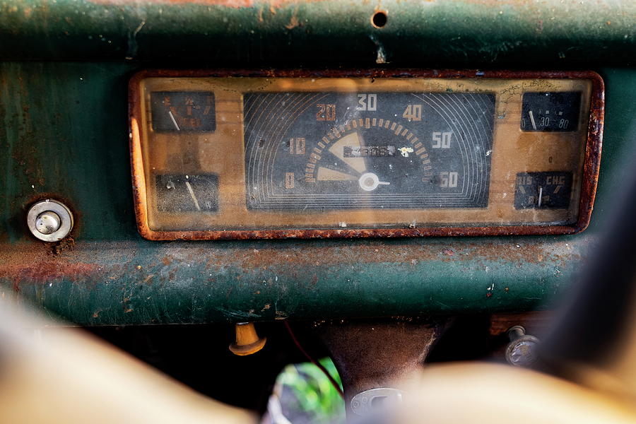 Dashboard on a 1941 Ford truck Photograph by Art Whitton