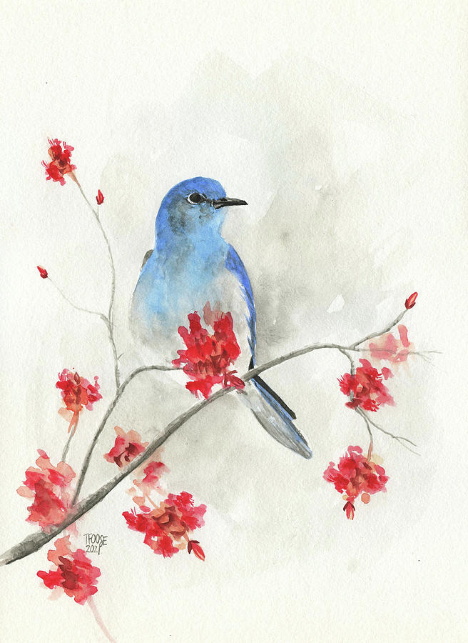 Dashing Mountain Bluebird Painting