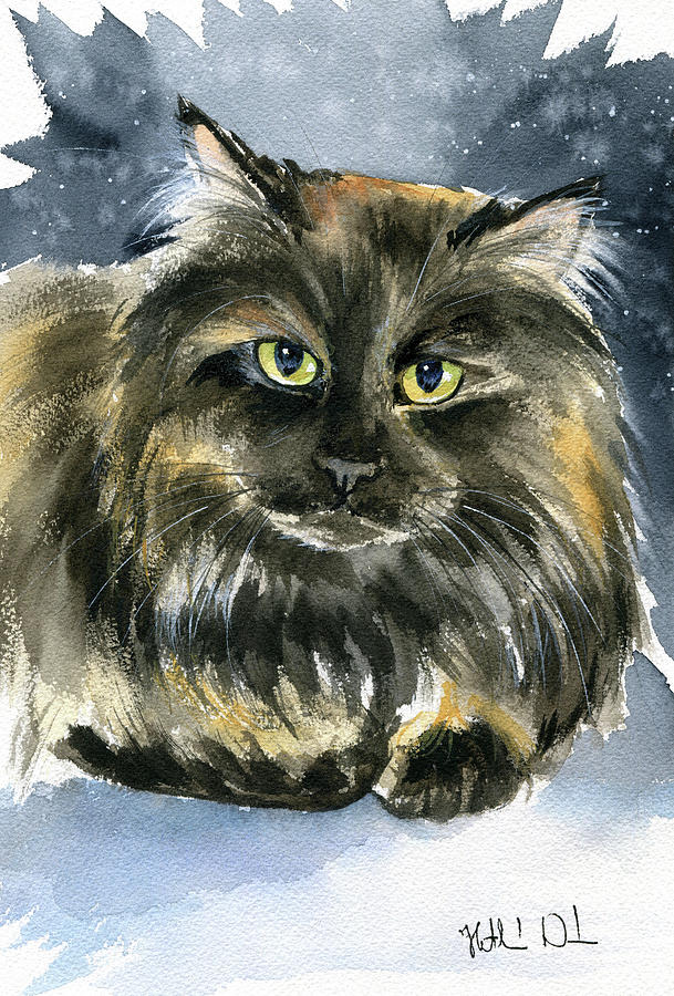 Dassie Tortoiseshell Cat Painting Painting by Dora Hathazi Mendes