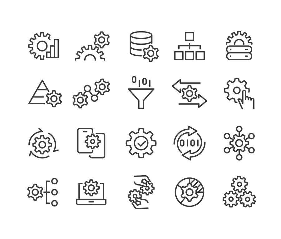 Data Processing Icons - Classic Line Series Drawing by -victor-