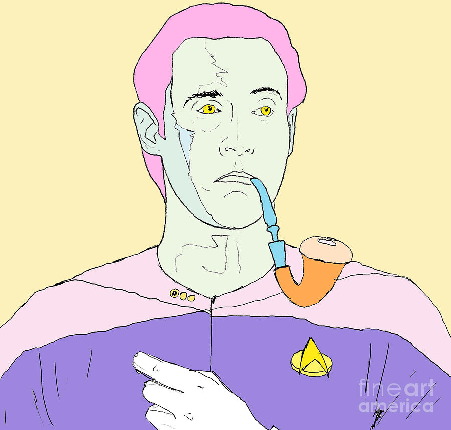 Star Trek Digital Art - Data Smoking A Pipe  by Danaan Andrew