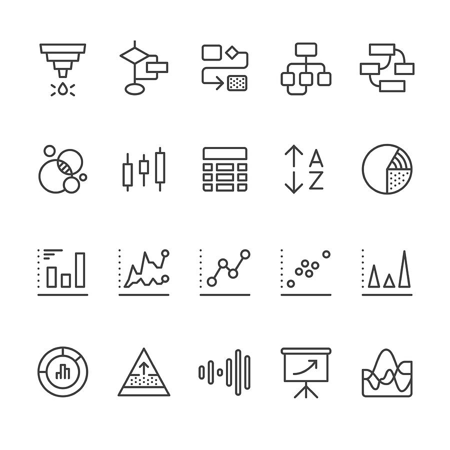 Data Visualization vector icons Drawing by Lushik