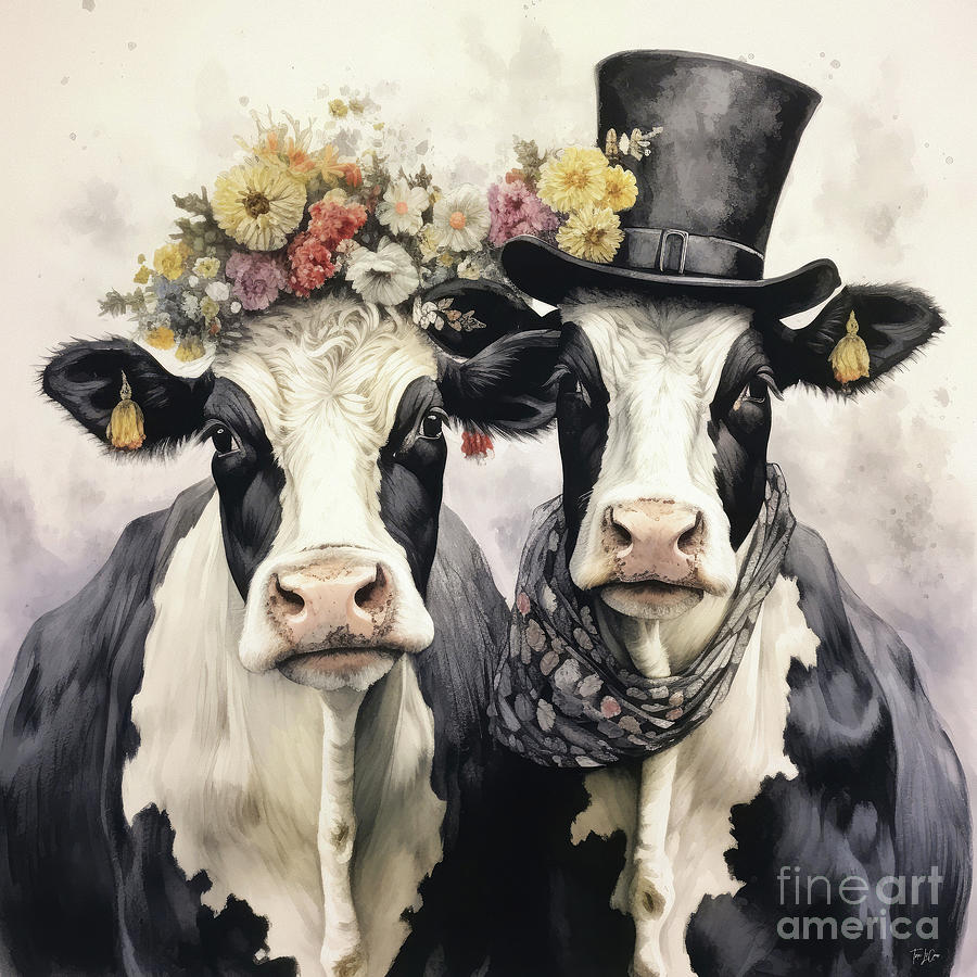Cow Painting - Date Night by Tina LeCour
