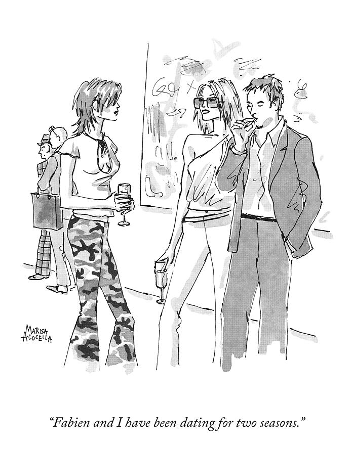 Black And White Drawing - Dating for Two Seasons by Marisa Acocella Marchetto