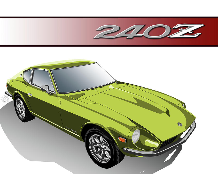 Datsun Fairlady 240z Metallic Yellow Digital Art By Stephanie Cervi