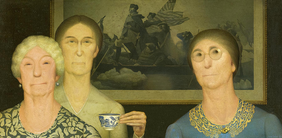 George Washington Painting - Daughters of Revolution by Grant Wood