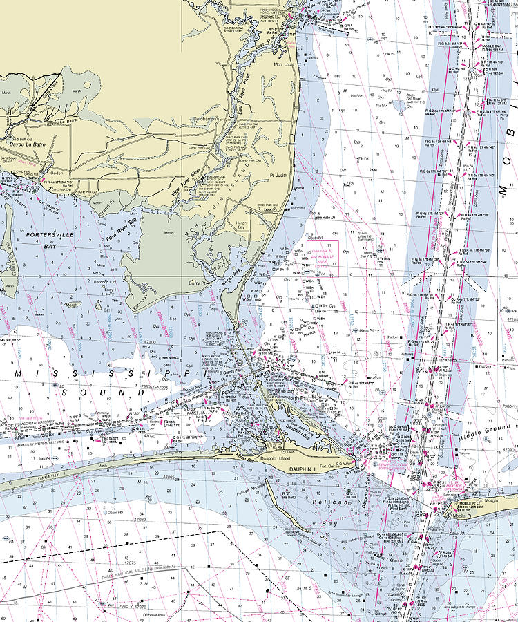 DAUPHIN ISLAND Alabama 2015 Nautical Chart Art & Collectibles Prints