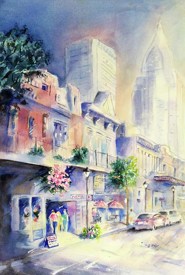 Dauphin Street Sunset Painting by Jerry Fair