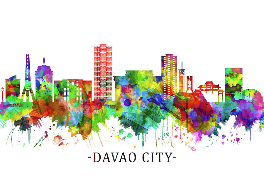 Davao City Philippines Skyline Mixed Media