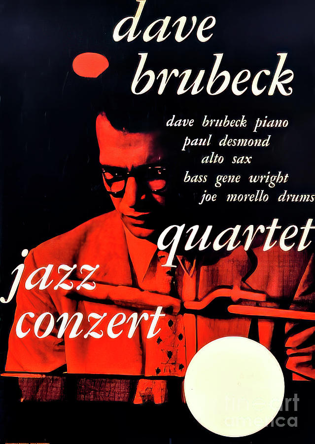 Dave Brubeck Quartet Jazz Poster Switzerland 1968 Drawing by M G Whittingham