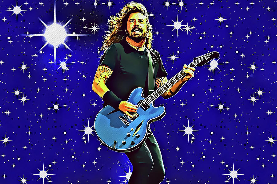 Dave Grohl Digital Art - Dave Grohl Foo Fighters Art February Stars by James West by The Rocker