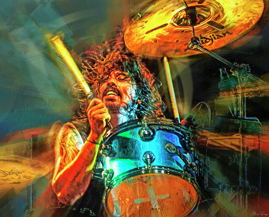 Dave Grohl Musician Drumming Mixed Media