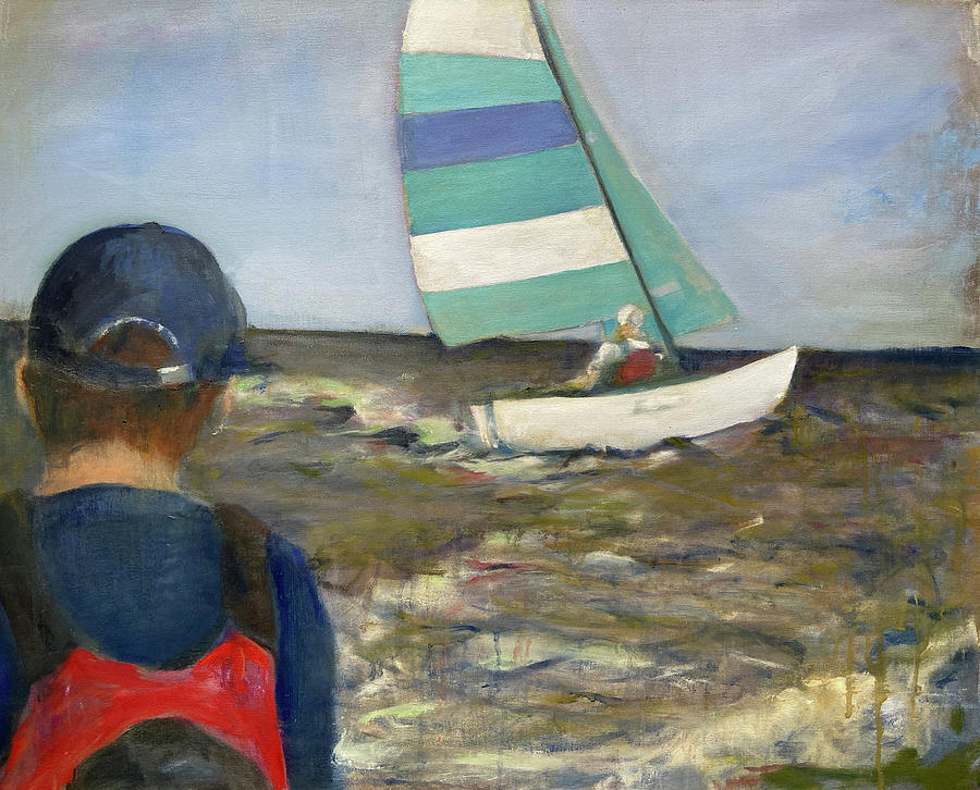 Sailboat Painting - Dave on his Sailboat by Jodee Clifford Sailboat Painting - Dave on his Sailboat by Jodee Clifford