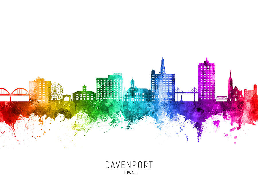 Davenport Iowa Skyline #00 Digital Art by Michael Tompsett