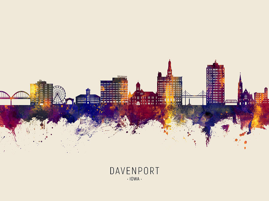 Davenport Iowa Skyline #01 Digital Art by Michael Tompsett