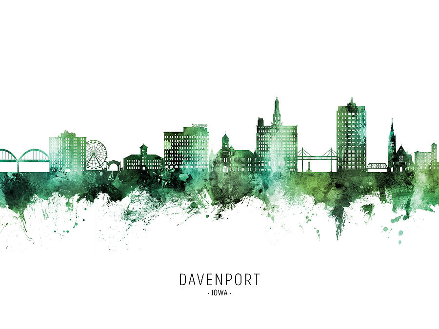 Davenport Iowa Skyline #03 Digital Art by Michael Tompsett