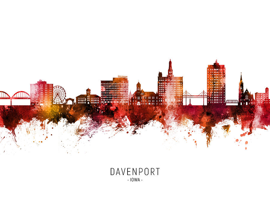 Davenport Iowa Skyline #06 Digital Art by Michael Tompsett