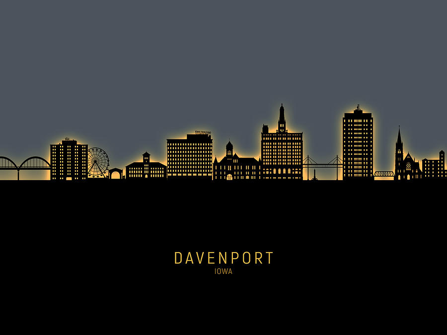 Davenport Iowa Skyline #09 Digital Art by Michael Tompsett