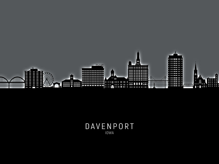 Davenport Iowa Skyline #10 Digital Art by Michael Tompsett