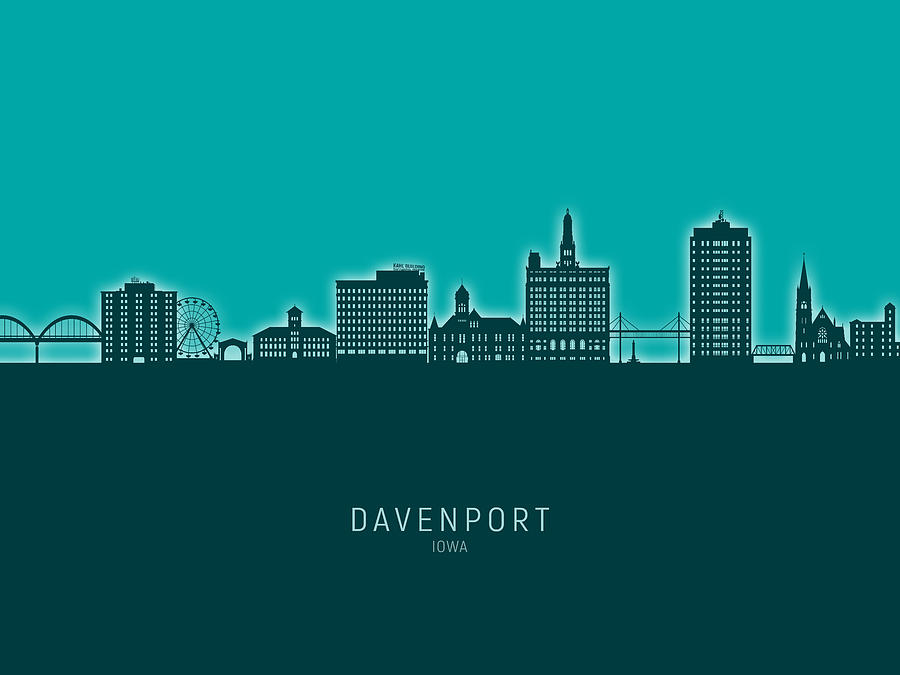 Davenport Iowa Skyline #11 Digital Art by Michael Tompsett