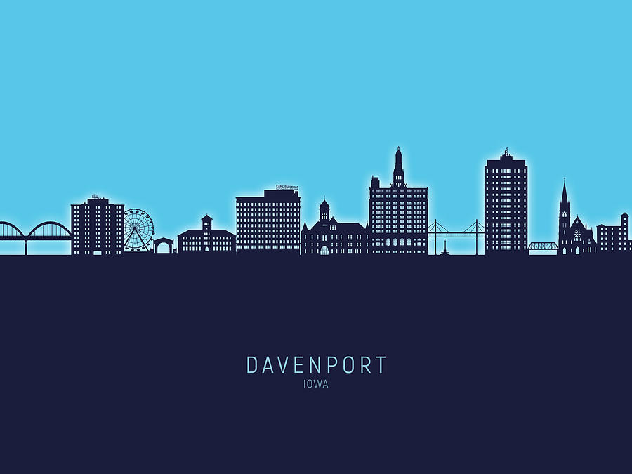 Davenport Iowa Skyline #12 Digital Art by Michael Tompsett