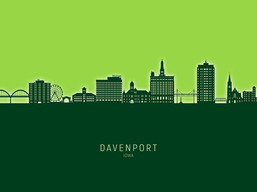 Davenport Iowa Skyline #13 Digital Art by Michael Tompsett