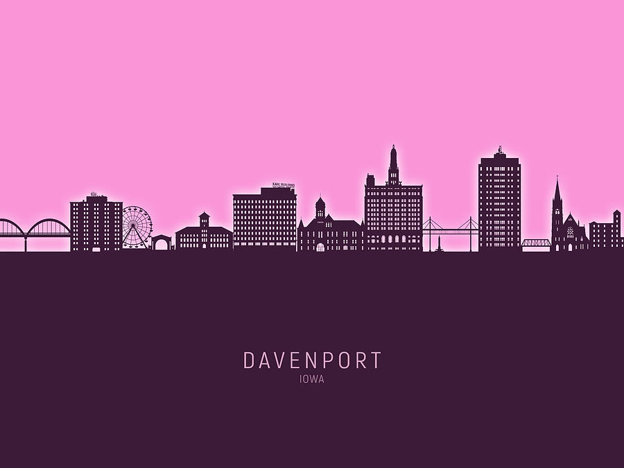 Davenport Iowa Skyline #14 Digital Art by Michael Tompsett