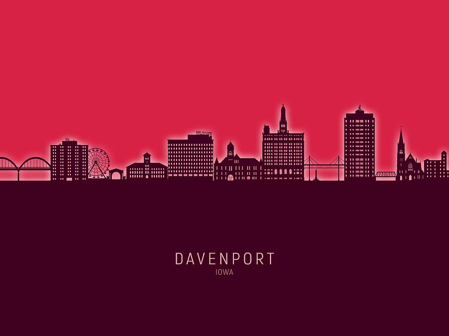 Davenport Iowa Skyline #15 Digital Art by Michael Tompsett