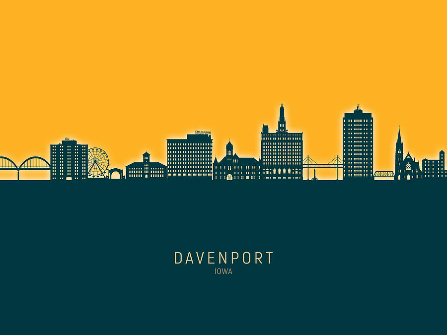 Davenport Iowa Skyline #16 Digital Art by Michael Tompsett