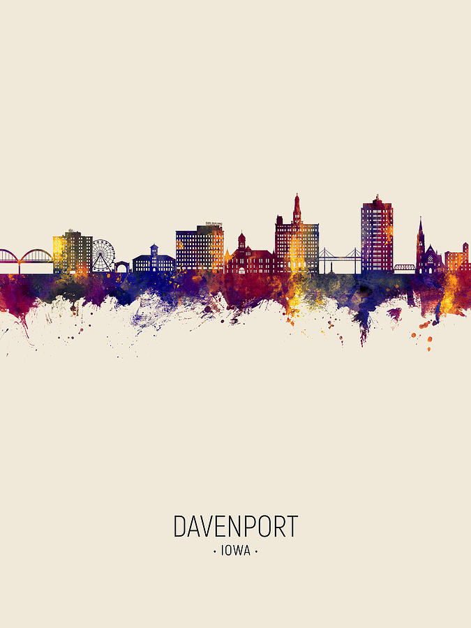 Davenport Iowa Skyline #19 Digital Art by Michael Tompsett