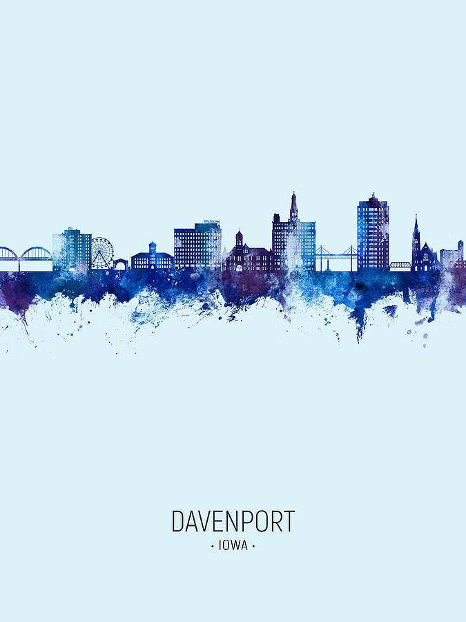 Davenport Iowa Skyline #20 Digital Art by Michael Tompsett