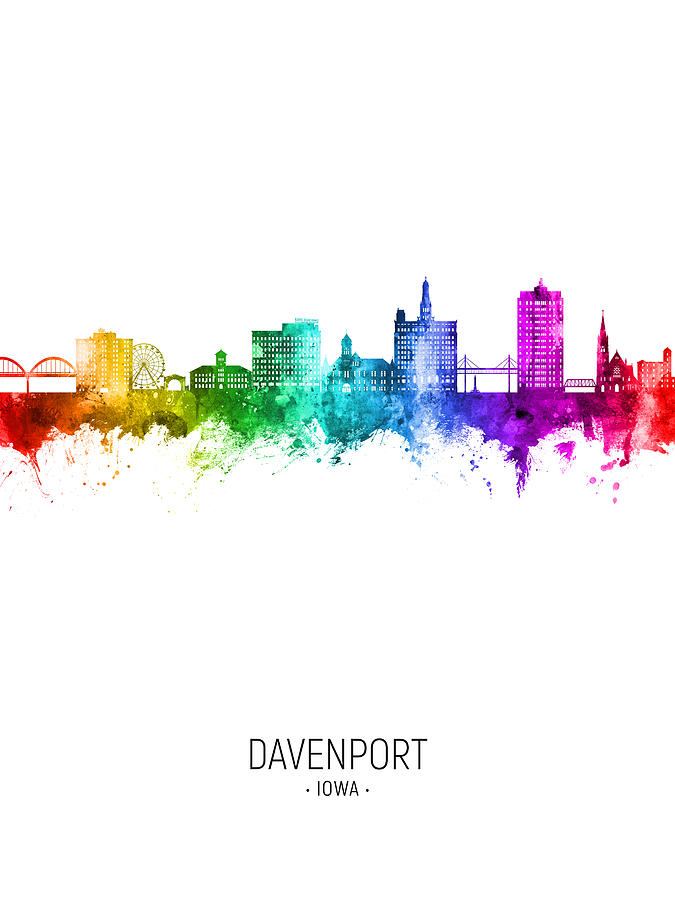 Davenport Iowa Skyline #21 Digital Art by Michael Tompsett