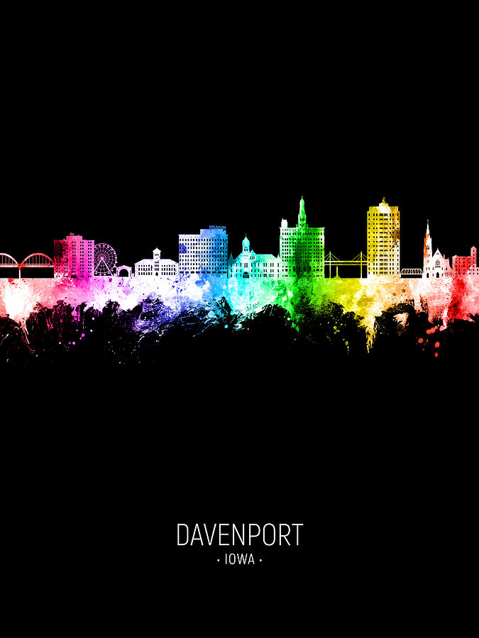 Davenport Iowa Skyline #24 Digital Art by Michael Tompsett