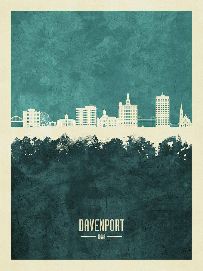 Davenport Iowa Skyline #25 Digital Art by Michael Tompsett