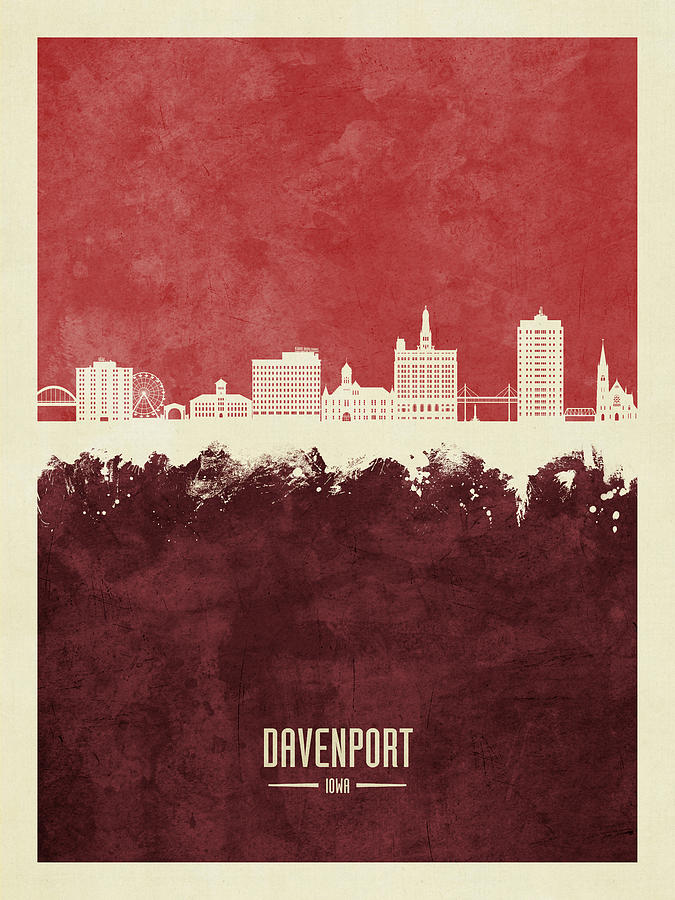 Davenport Iowa Skyline #26 Digital Art by Michael Tompsett