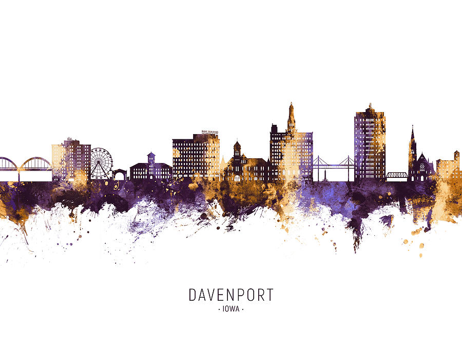 Davenport Iowa Skyline #98 Digital Art by Michael Tompsett