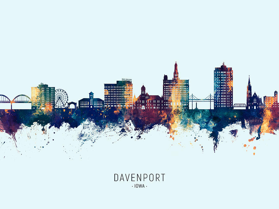 Davenport Iowa Skyline #99 Digital Art by Michael Tompsett